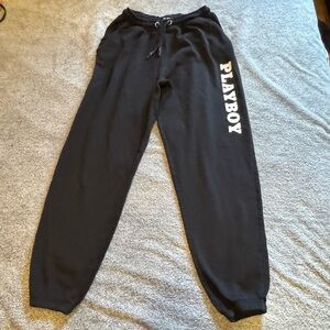 PLAYBOY Black sweatpants with White Logo